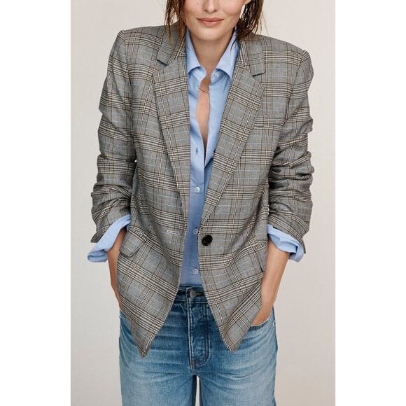 NEW Nordstrom Gray The Kline Plaid Pattern Button-Up Blazer Large MSRP $238 - Picture 1 of 8